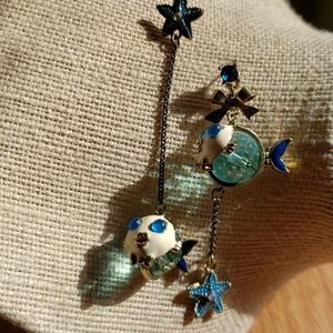 Betsey Johnson asymmetrical fish earrings